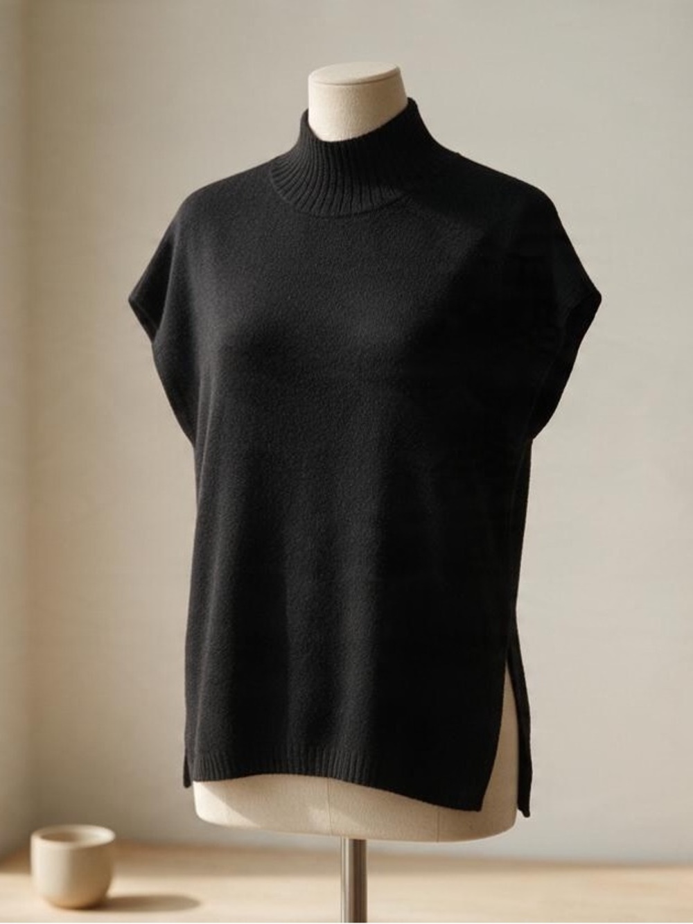 Minnie Rose Cashmere Black Turtleneck Tunic M/L